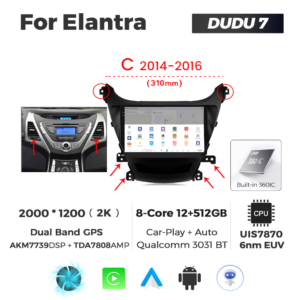 Navigatie Dedicata Hyundai Elantra 2011-2013 C DUDU7 9" 12GB RAM, 512GB ROM, Octacore, Ecran 2K, CarPlay&AndroidAuto, Android - imagine 4