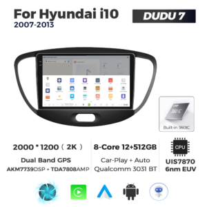 Navigatie Dedicata Hyundai I10 2007-2013 DUDU7 9" 12GB RAM, 512GB ROM, Octacore, Ecran 2K, CarPlay&AndroidAuto, Android - imagine 4