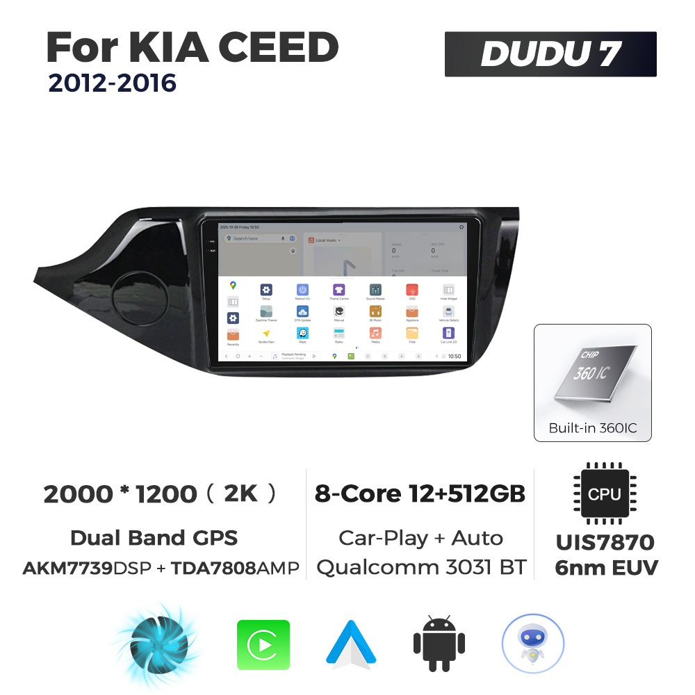 Navigatie Dedicata Kia Ceed 2012-2016 DUDU7 9" 12GB RAM, 512GB ROM, Octacore, Ecran 2K, CarPlay&AndroidAuto, Android - imagine 4