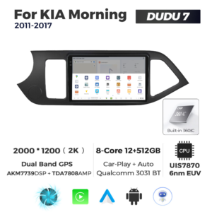 Navigatie Dedicata Kia Morning 2011-2017 DUDU7 9" 12GB RAM, 512GB ROM, Octacore, Ecran 2K, CarPlay&AndroidAuto, Android - imagine 4