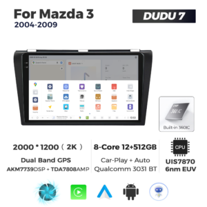 Navigatie Dedicata Mazda 3 2004-2009 DUDU7 9" 12GB RAM, 512GB ROM, Octacore, Ecran 2K, CarPlay&AndroidAuto, Android - imagine 4