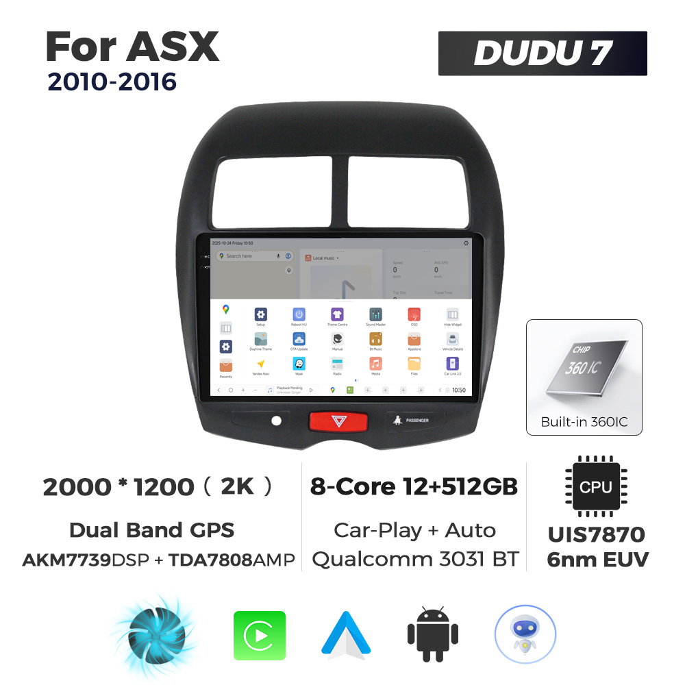 Navigatie Dedicata Mitsubishi ASX 2010-2016 DUDU7 9" 12GB RAM, 512GB ROM, Octacore, Ecran 2K, CarPlay&AndroidAuto, Android - imagine 4
