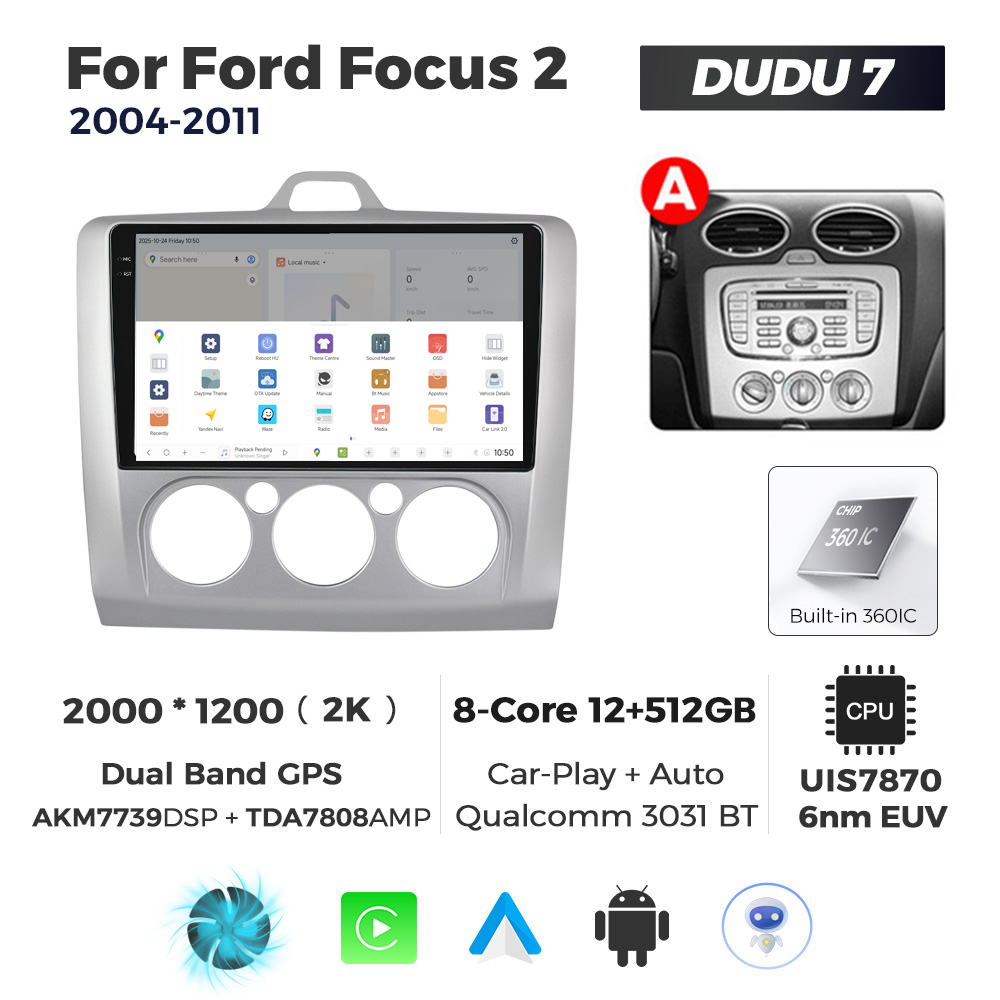 Navigatie Dedicata Ford Focus 2 2004-2011 AC DUDU7 9" 12GB RAM, 512GB ROM, Octacore, Ecran 2K, CarPlay&AndroidAuto, Android - imagine 4