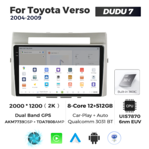 Navigatie Dedicata Toyota Verso 2004-2009 DUDU7 9" 12GB RAM, 512GB ROM, Octacore, Ecran 2K, CarPlay&AndroidAuto, Android - imagine 4