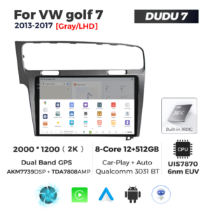 Navigatie Dedicata Volkswagen Golf 7 Gri 2013-2017 DUDU7 9" 12GB RAM, 512GB ROM, Octacore, Ecran 2K, CarPlay&AndroidAuto, Android - imagine 4