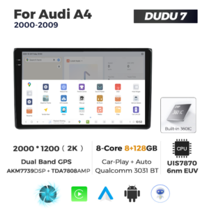 Navigatie Dedicata Audi A4 2000-2009 DUDU7 9" 8GB RAM, 128GB ROM, Octacore, Ecran 2K, CarPlay&AndroidAuto, Android - imagine 4