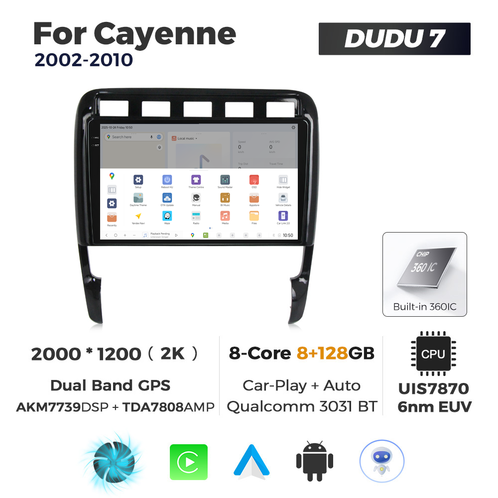 Navigatie Dedicata Porsche Cayenne 2002-2010 DUDU7 9" 8GB RAM, 128GB ROM, Octacore, Ecran 2K, CarPlay&AndroidAuto, Android - imagine 4