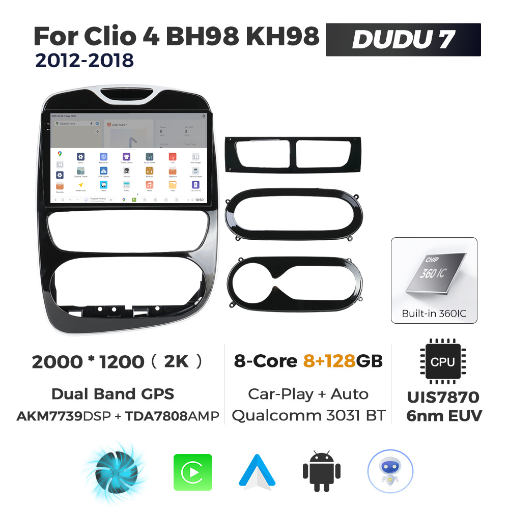 Navigatie Dedicata Renault Clio 4 2012-2018 DUDU7 9" 8GB RAM, 128GB ROM, Octacore, Ecran 2K, CarPlay&AndroidAuto, Android - imagine 4