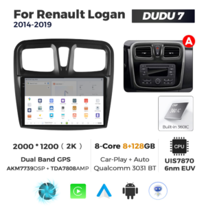 Navigatie Dedicata Renault Logan 2014-2019 Fante Patrate DUDU7 9" 8GB RAM, 128GB ROM, Octacore, Ecran 2K, CarPlay&AndroidAuto, Android - imagine 4