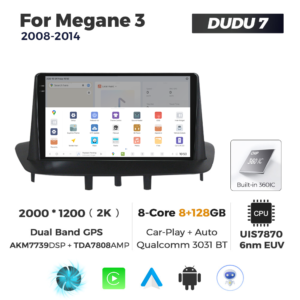 Navigatie Dedicata Renault Megan 3 2008-2014 DUDU7 9" 8GB RAM, 128GB ROM, Octacore, Ecran 2K, CarPlay&AndroidAuto, Android - imagine 4