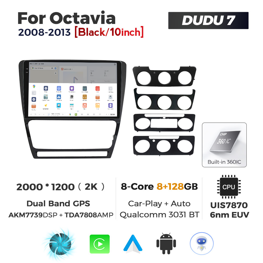 Navigatie Dedicata Skoda Octavia 2004-2013 Negru DUDU7 9" 8GB RAM, 128GB ROM, Octacore, Ecran 2K, CarPlay&AndroidAuto, Android - imagine 4