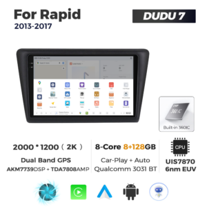 Navigatie Dedicata Skoda Rapid 2013-2017 DUDU7 9" 8GB RAM, 128GB ROM, Octacore, Ecran 2K, CarPlay&AndroidAuto, Android - imagine 4