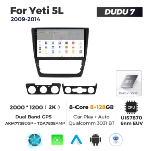 Navigatie Dedicata Skoda Yeti 5L 2009-2014 DUDU7 9" 8GB RAM, 128GB ROM, Octacore, Ecran 2K, CarPlay&AndroidAuto, Android - imagine 4