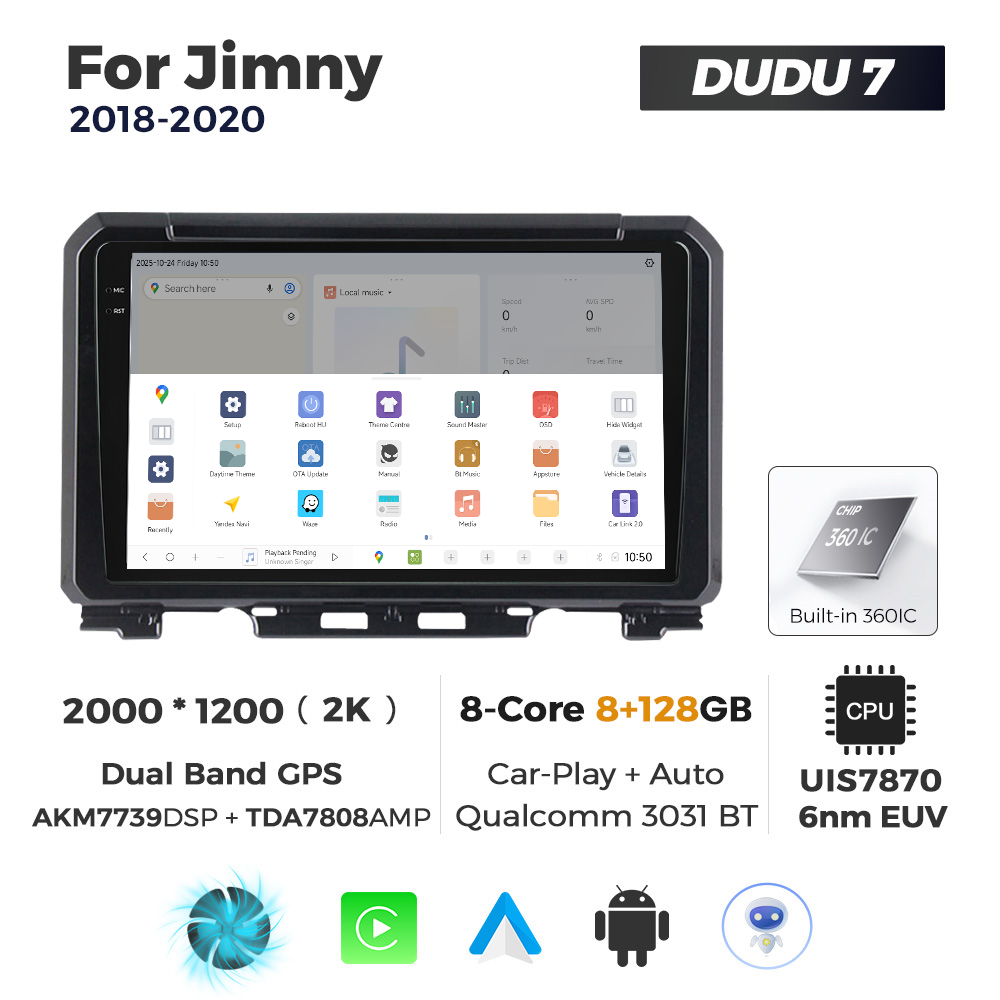 Navigatie Dedicata Suzuki Jimny 2018-2020 DUDU7 9" 8GB RAM, 128GB ROM, Octacore, Ecran 2K, CarPlay&AndroidAuto, Android - imagine 4