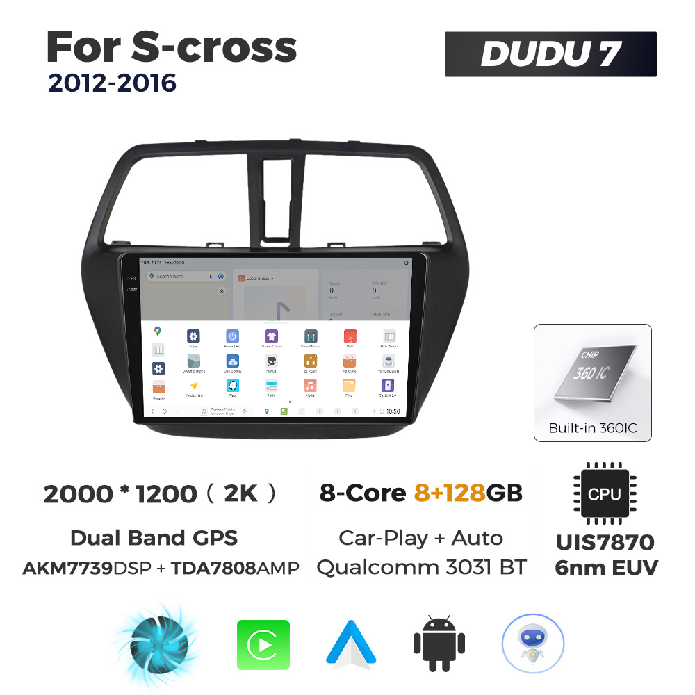 Navigatie Dedicata Suzuki S-Cross 2012-2016 DUDU7 9" 8GB RAM, 128GB ROM, Octacore, Ecran 2K, CarPlay&AndroidAuto, Android - imagine 4
