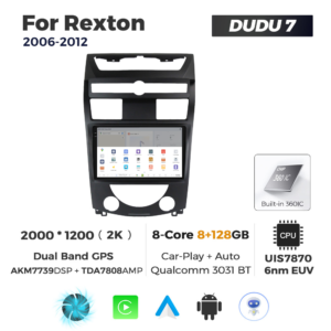 Navigatie Dedicata SsangYong Rexton 2006-2012 DUDU7 9" 8GB RAM, 128GB ROM, Octacore, Ecran 2K, CarPlay&AndroidAuto, Android - imagine 4