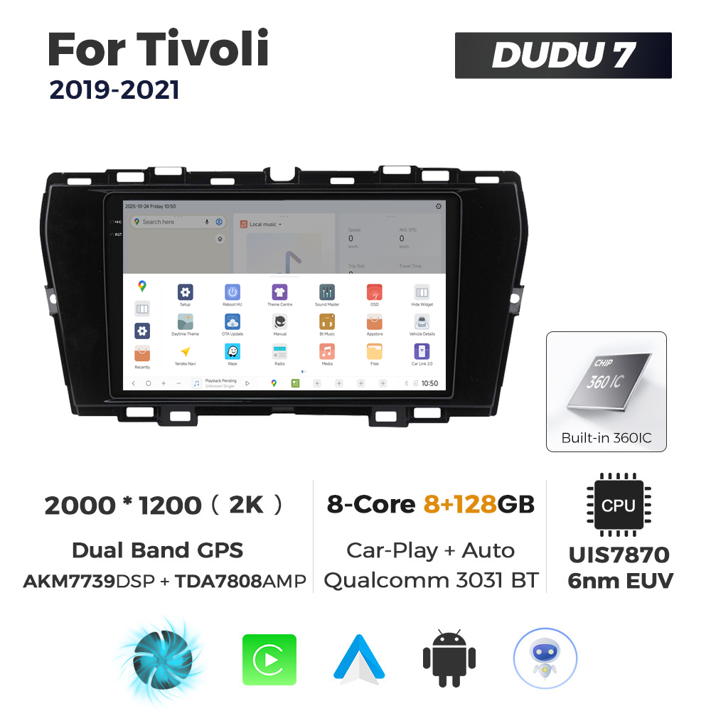 Navigatie Dedicata SsangYong Tivoli 2019-2021 DUDU7 9" 8GB RAM, 128GB ROM, Octacore, Ecran 2K, CarPlay&AndroidAuto, Android - imagine 4