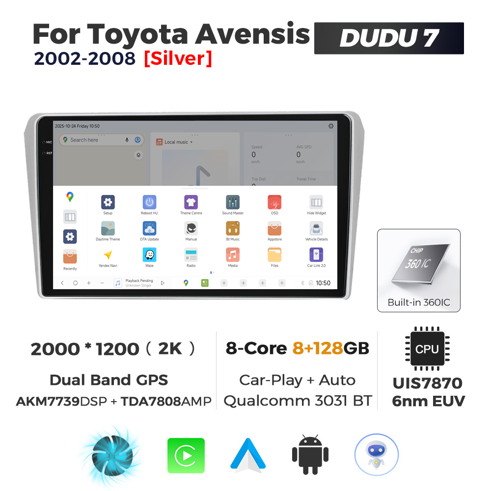 Navigatie Dedicata Toyota Avensis 2002-2008 DUDU7 9" 8GB RAM, 128GB ROM, Octacore, Ecran 2K, CarPlay&AndroidAuto, Android - imagine 4