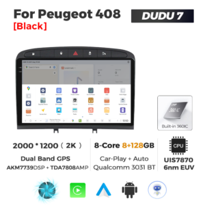 Navigatie Dedicata Peugeot 408 2001-2008 DUDU7 9" 8GB RAM, 128GB ROM, Octacore, Ecran 2K, CarPlay&AndroidAuto, Android - imagine 4
