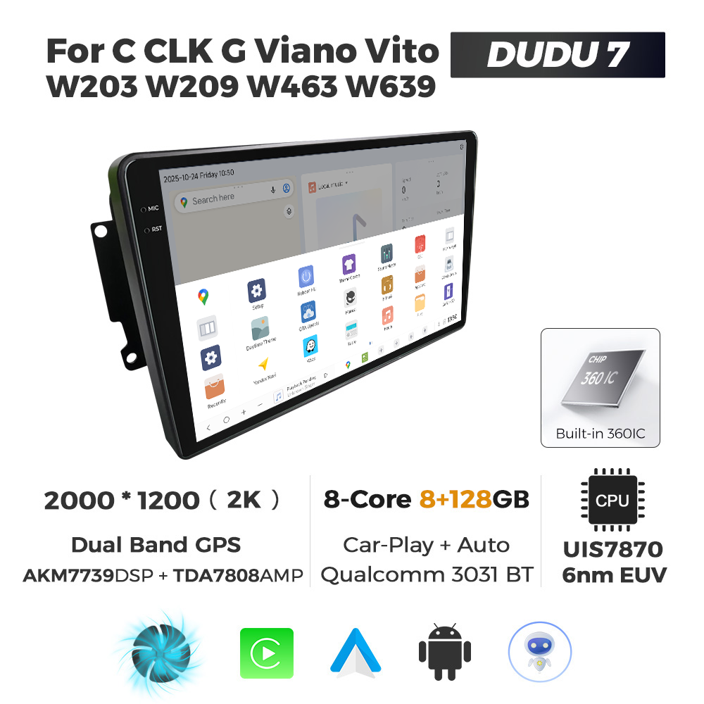 Navigatie Dedicata Benz C CLK G Viano Vito W203 W209 W463 W639 DUDU7 9" 8GB RAM, 128GB ROM, Octacore, Ecran 2K, CarPlay&AndroidAuto, Android - imagine 4