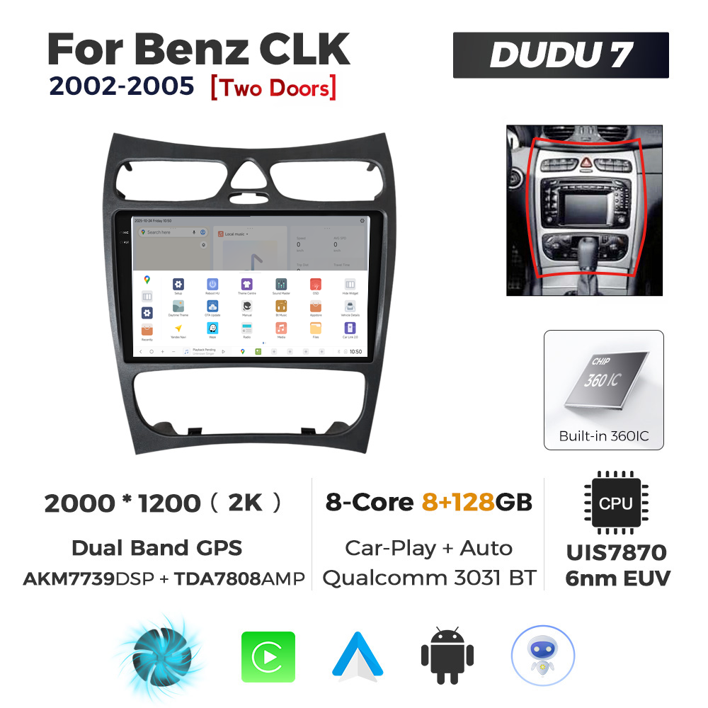 Navigatie Dedicata Benz CLK 2002-2005 DUDU7 9" 8GB RAM, 128GB ROM, Octacore, Ecran 2K, CarPlay&AndroidAuto, Android - imagine 4