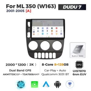 Navigatie Dedicata Benz ML 350 (W163) 2001-2005 DUDU7 9" 8GB RAM, 128GB ROM, Octacore, Ecran 2K, CarPlay&AndroidAuto, Android - imagine 4