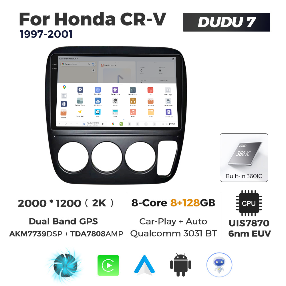 Navigatie Dedicata Honda CRV 1997-2001 DUDU7 9" 8GB RAM, 128GB ROM, Octacore, Ecran 2K, CarPlay&AndroidAuto, Android - imagine 4
