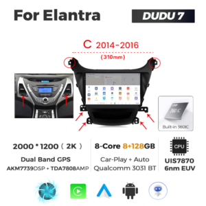 Navigatie Dedicata Hyundai Elantra 2011-2013 C DUDU7 9" 8GB RAM, 128GB ROM, Octacore, Ecran 2K, CarPlay&AndroidAuto, Android - imagine 4