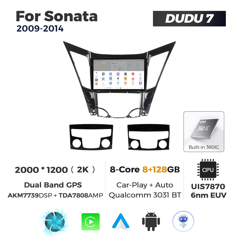 Navigatie Dedicata Hyundai Sonata 2009-2014 DUDU7 9" 8GB RAM, 128GB ROM, Octacore, Ecran 2K, CarPlay&AndroidAuto, Android - imagine 4