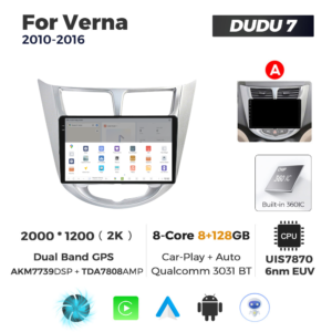 Navigatie Dedicata Hyundai Verna 2010-2016 DUDU7 9" 8GB RAM, 128GB ROM, Octacore, Ecran 2K, CarPlay&AndroidAuto, Android - imagine 4