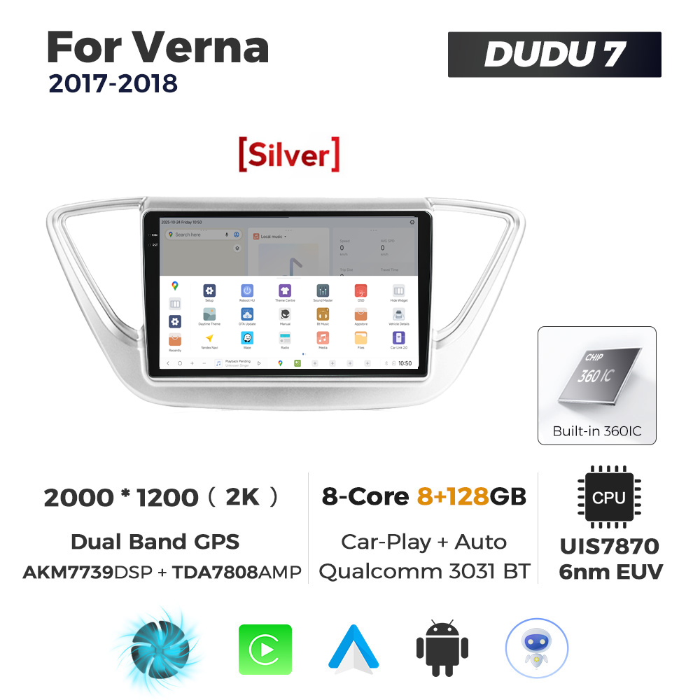 Navigatie Dedicata Hyundai Verna 2017-2018 DUDU7 9" 8GB RAM, 128GB ROM, Octacore, Ecran 2K, CarPlay&AndroidAuto, Android - imagine 4