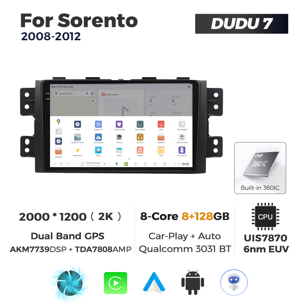 Navigatie Dedicata Kia Borrego Mohave 2008-2012 DUDU7 9" 8GB RAM, 128GB ROM, Octacore, Ecran 2K, CarPlay&AndroidAuto, Android - imagine 4