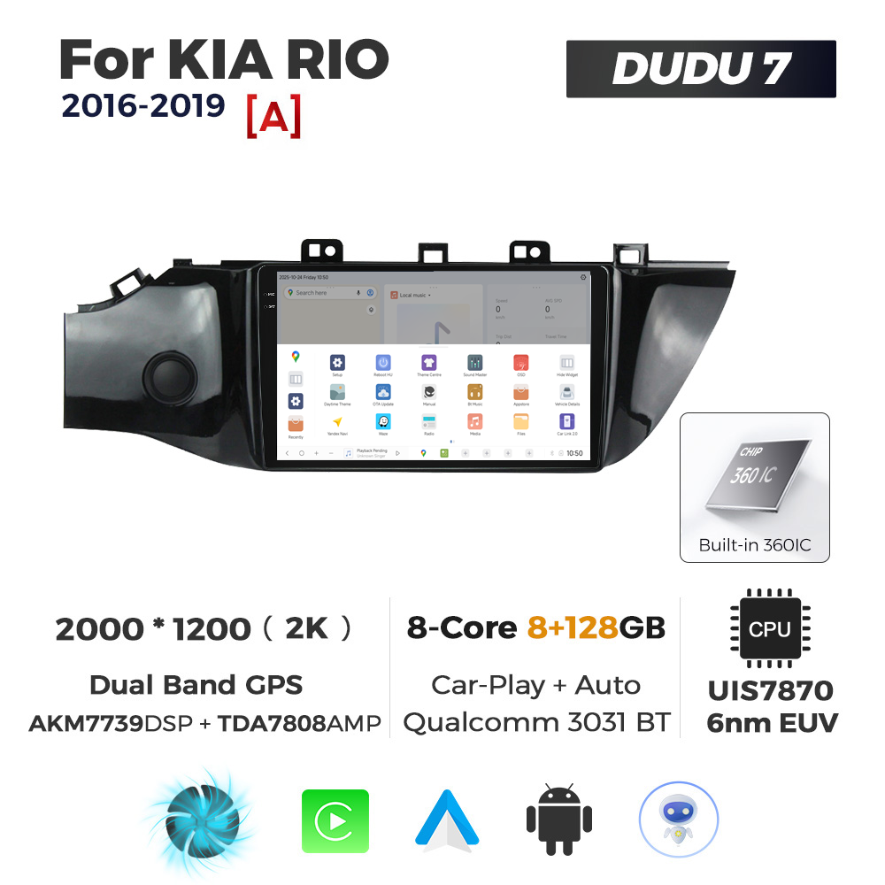 Navigatie Dedicata Kia Rio 2016-2019 DUDU7 9" 8GB RAM, 128GB ROM, Octacore, Ecran 2K, CarPlay&AndroidAuto, Android - imagine 4