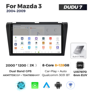 Navigatie Dedicata Mazda 3 2004-2009 DUDU7 9" 8GB RAM, 128GB ROM, Octacore, Ecran 2K, CarPlay&AndroidAuto, Android - imagine 4