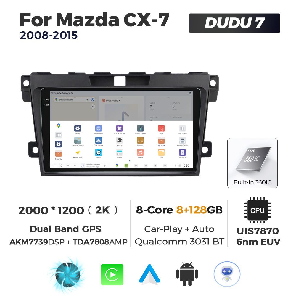 Navigatie Dedicata Mazda CX-7 2008-2015 DUDU7 9" 8GB RAM, 128GB ROM, Octacore, Ecran 2K, CarPlay&AndroidAuto, Android - imagine 4