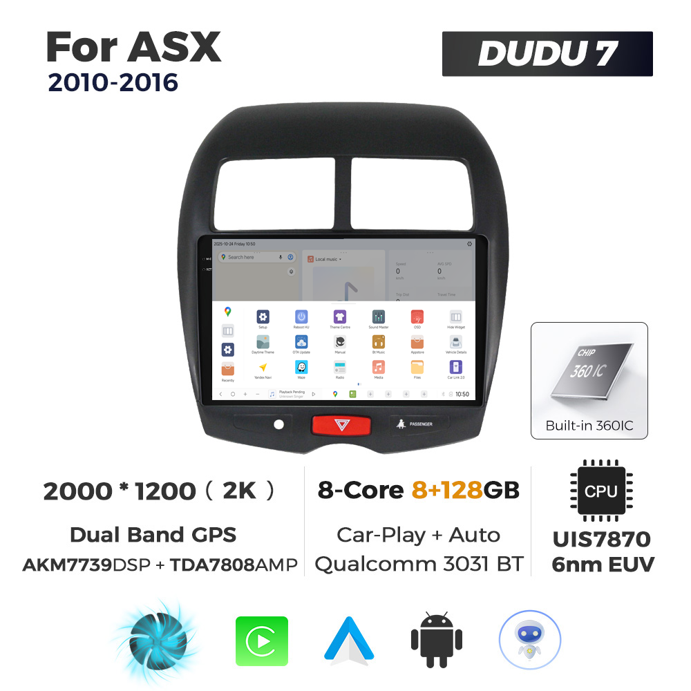 Navigatie Dedicata Mitsubishi ASX 2010-2016 DUDU7 9" 8GB RAM, 128GB ROM, Octacore, Ecran 2K, CarPlay&AndroidAuto, Android - imagine 4