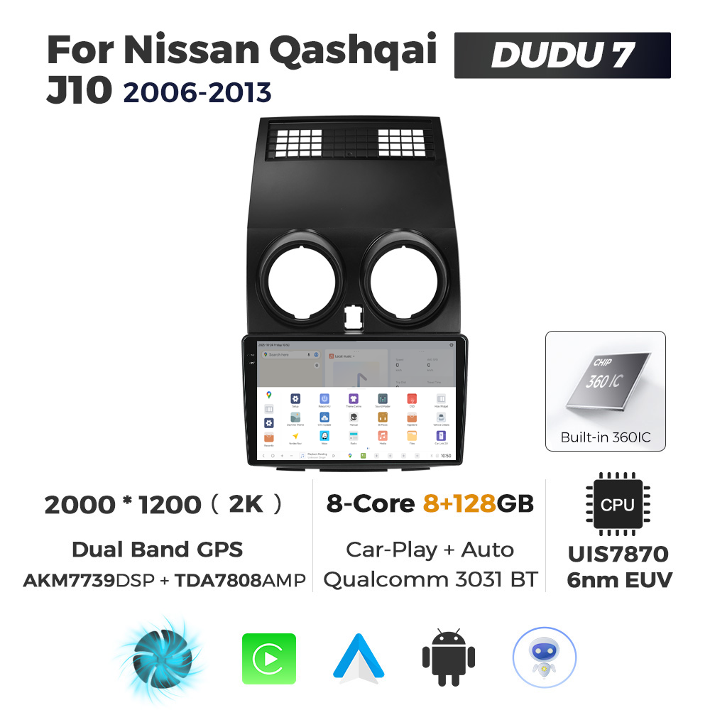 Navigatie Dedicata Nissan Qashqai J10 2006-2013 DUDU7 9" 8GB RAM, 128GB ROM, Octacore, Ecran 2K, CarPlay&AndroidAuto, Android - imagine 4