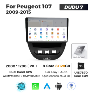 Navigatie Dedicata Peugeot 107 2009-2015 DUDU7 9" 8GB RAM, 128GB ROM, Octacore, Ecran 2K, CarPlay&AndroidAuto, Android - imagine 4