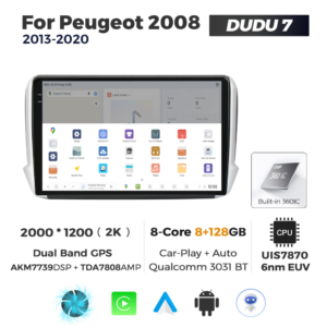 Navigatie Dedicata Peugeot 2008 2013-2020 DUDU7 9" 8GB RAM, 128GB ROM, Octacore, Ecran 2K, CarPlay&AndroidAuto, Android - imagine 4