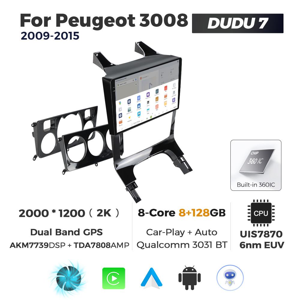 Navigatie Dedicata Peugeot 3008 2009-2015 DUDU7 9" 8GB RAM, 128GB ROM, Octacore, Ecran 2K, CarPlay&AndroidAuto, Android - imagine 4