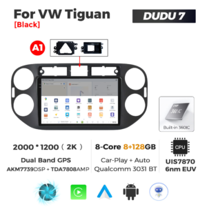 Navigatie Dedicata Volkswagen Tiguan 2007-2016 Negru DUDU7 9" 8GB RAM, 128GB ROM, Octacore, Ecran 2K, CarPlay&AndroidAuto, Android - imagine 4