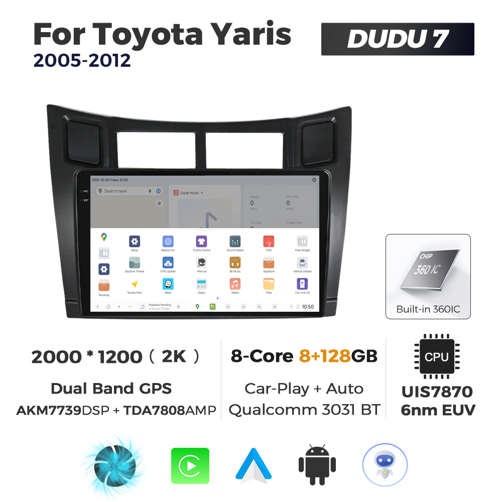Navigatie Dedicata Toyota Yaris 2005-2012 DUDU7 9" 8GB RAM, 128GB ROM, Octacore, Ecran 2K, CarPlay&AndroidAuto, Android - imagine 4