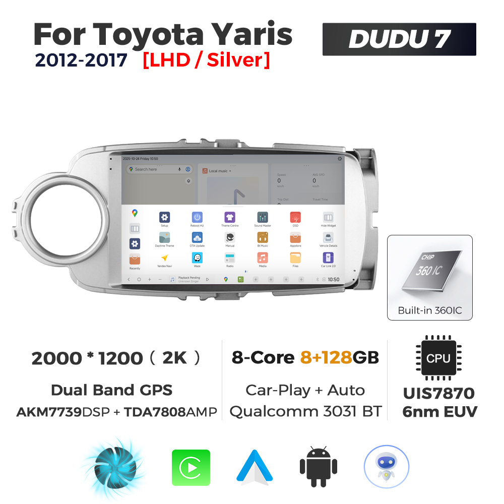 Navigatie Dedicata Toyota Yaris 2012-2017 DUDU7 9" 8GB RAM, 128GB ROM, Octacore, Ecran 2K, CarPlay&AndroidAuto, Android - imagine 4