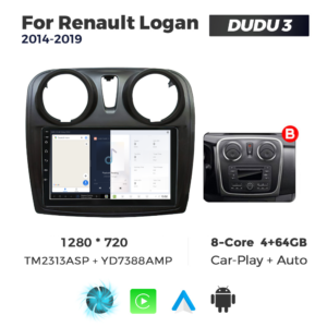 Navigatie Dedicata Renault Logan 2014-2019 Fante Rotunde DUDU3 9" 4GB RAM, 64GB ROM, Octacore, Ecran HD, CarPlay&AndroidAuto, Android - imagine 5