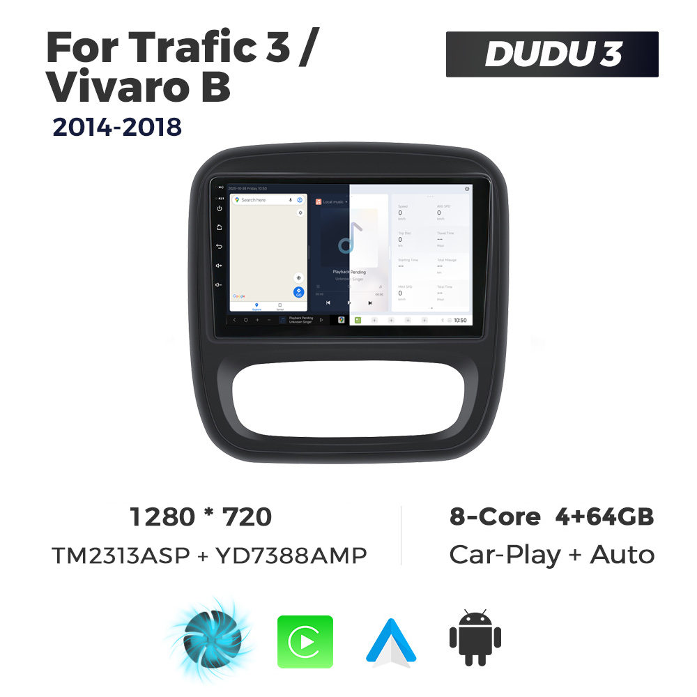 Navigatie Dedicata Renault Trafic 3 2014-2018 DUDU3 9" 4GB RAM, 64GB ROM, Octacore, Ecran HD, CarPlay&AndroidAuto, Android - imagine 5