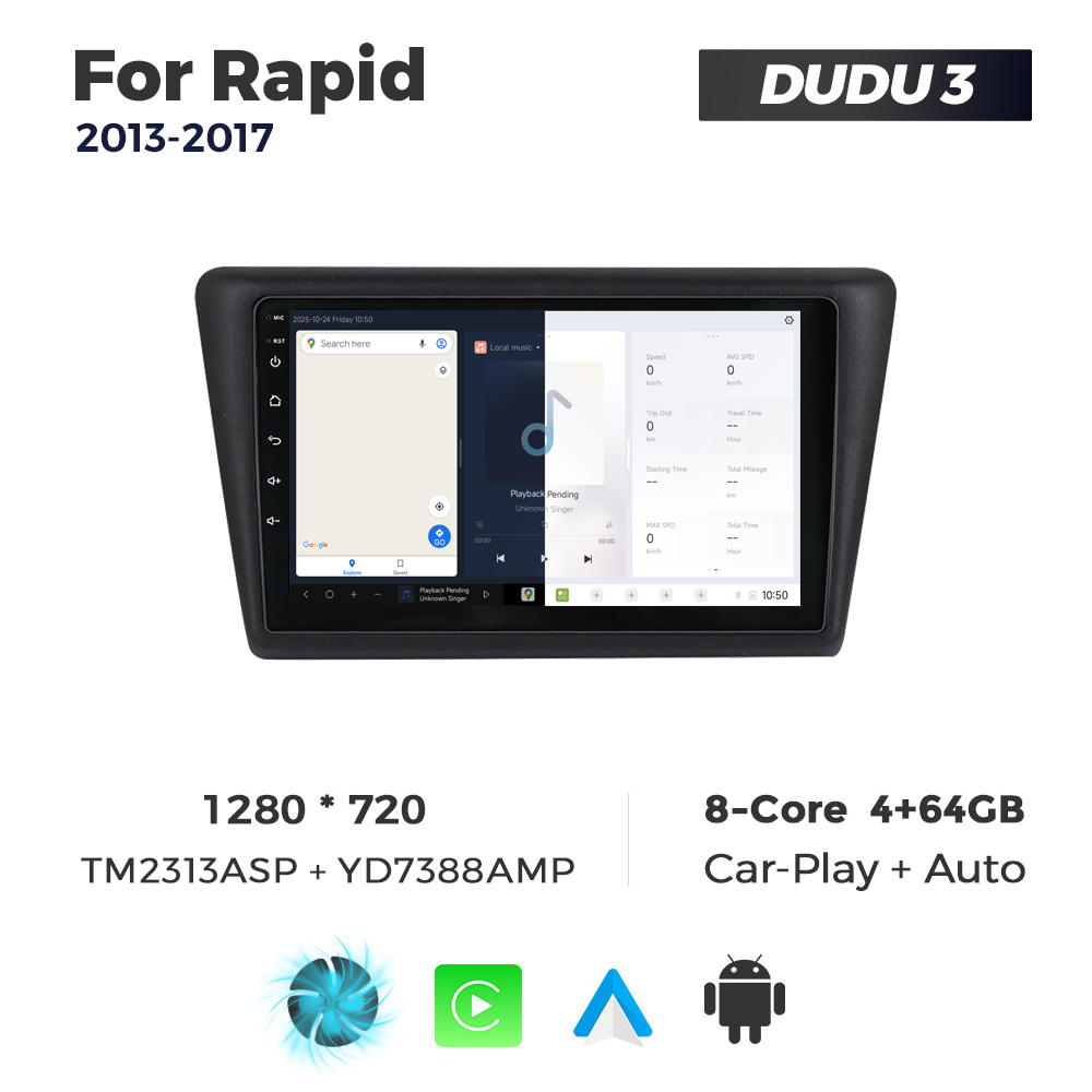 Navigatie Dedicata Skoda Rapid 2013-2017 DUDU3 9" 4GB RAM, 64GB ROM, Octacore, Ecran HD, CarPlay&AndroidAuto, Android - imagine 5