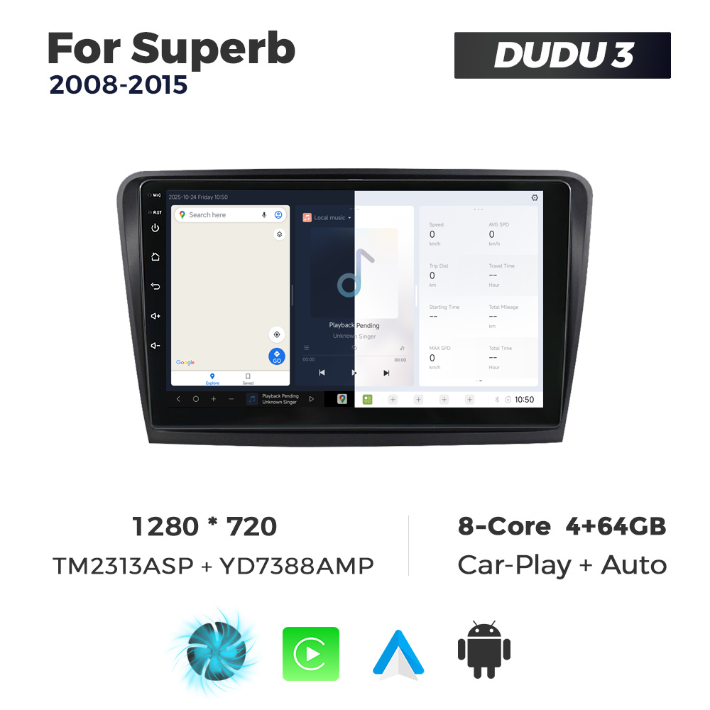 Navigatie Dedicata Skoda Superb 2008-2015 DUDU3 9" 4GB RAM, 64GB ROM, Octacore, Ecran HD, CarPlay&AndroidAuto, Android - imagine 5