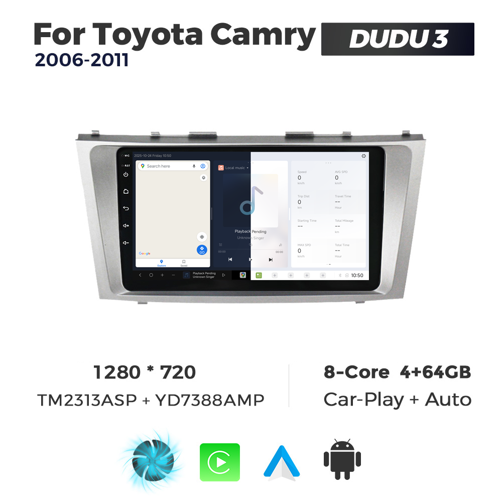 Navigatie Dedicata Toyota Camry 2006-2011 DUDU3 9" 4GB RAM, 64GB ROM, Octacore, Ecran HD, CarPlay&AndroidAuto, Android - imagine 5