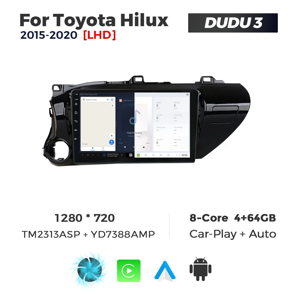 Navigatie Dedicata Toyota Hilux 2015-2020 DUDU3 9" 4GB RAM, 64GB ROM, Octacore, Ecran HD, CarPlay&AndroidAuto, Android - imagine 5