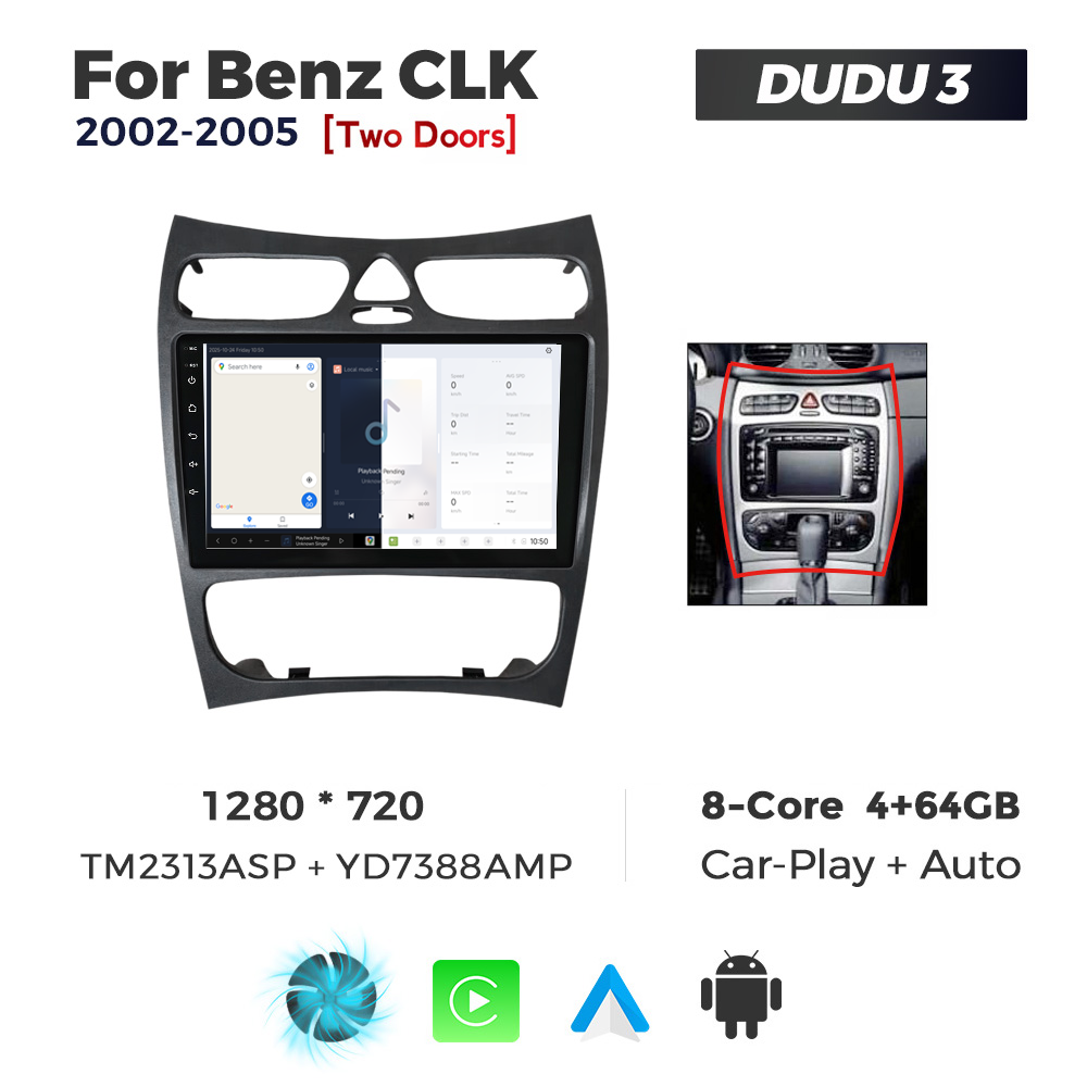 Navigatie Dedicata Benz CLK 2002-2005 DUDU3 9" 4GB RAM, 64GB ROM, Octacore, Ecran HD, CarPlay&AndroidAuto, Android - imagine 5
